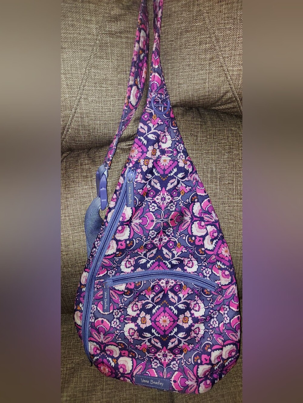 Vera Bradley Purple and Pink Floral Quilted Sling Bag